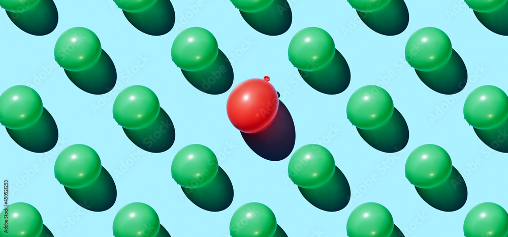 Pattern of green balloons on blue pastel background Stock Photo | Adobe