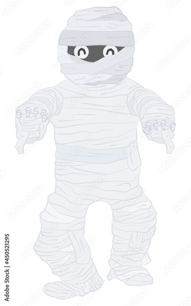 Happy Halloween illustration of a cute smiling mummy man