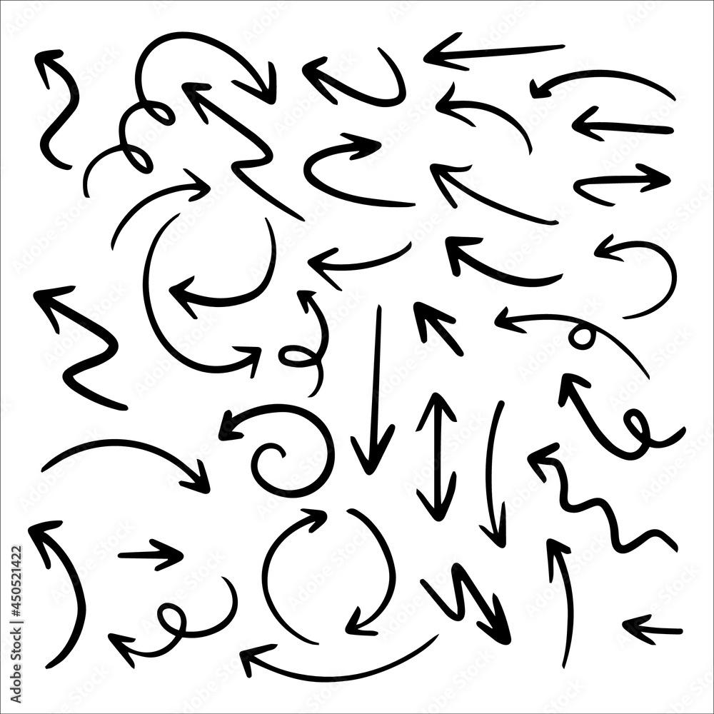 vector set of hand drawn arrows vector set of hand drawn arrows