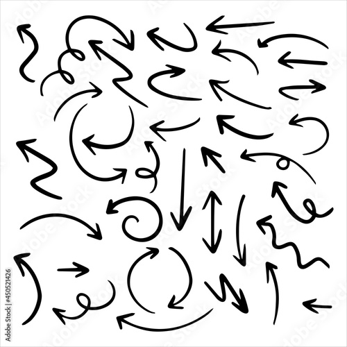 vector set of hand drawn arrows