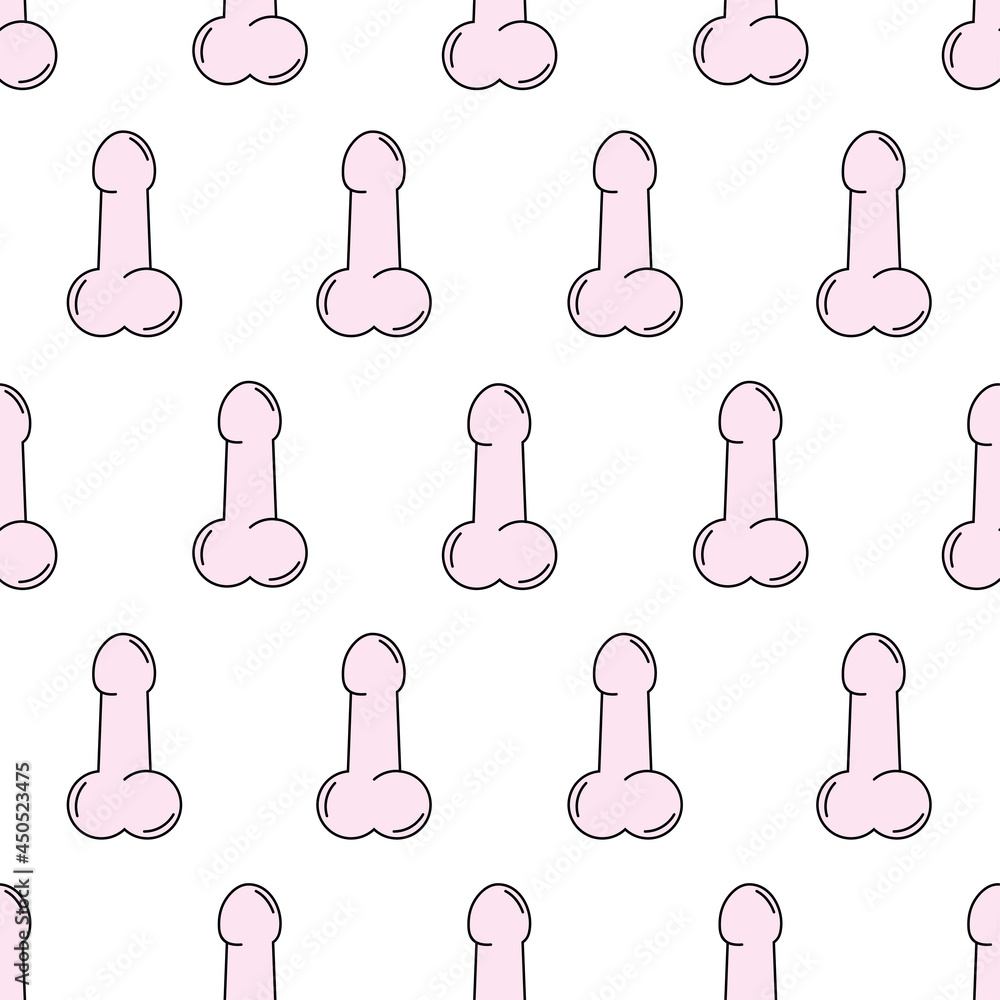 Vector seamless pattern with penis - obrazy, fototapety, plakaty 