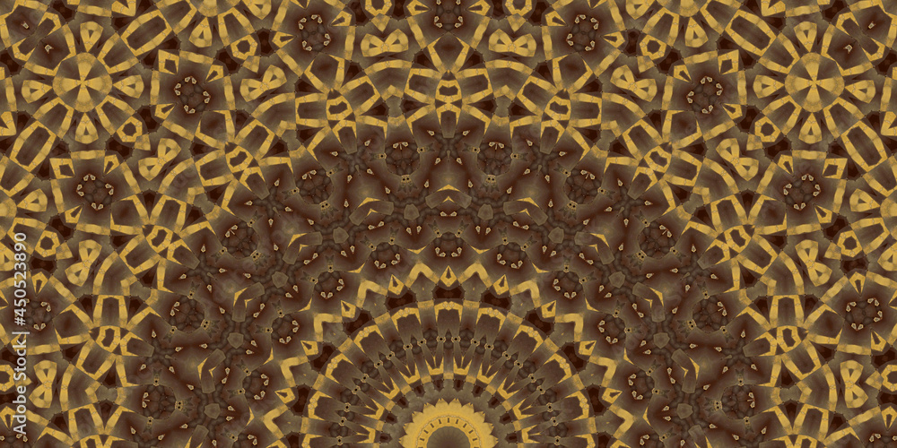Abstract colored background with half ornamental mandala, detailed texture, template for design.