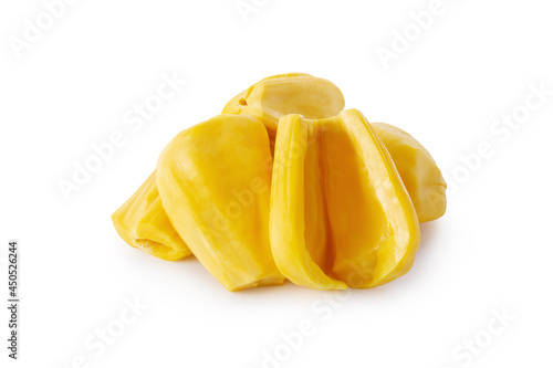 jackfruit With green leaf isolated on white background.