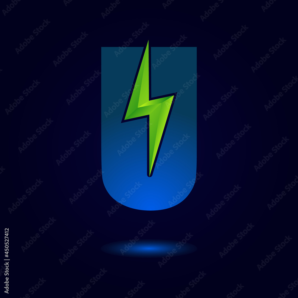 Letter U Thunder Bolt Green Energy Logo Concept. Flash Logo.
Letter U Thunder Bolt Green Energy Logo Concept. Flash Logo.