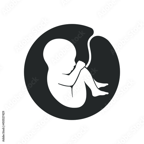Fetus graphic icon. Embryo human sign in the circle isolated on white background. Vector illustration