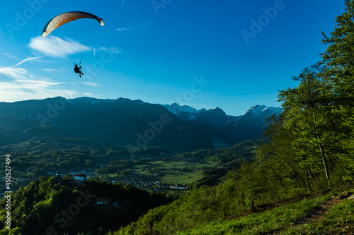 Parachute over Kamnik to alps