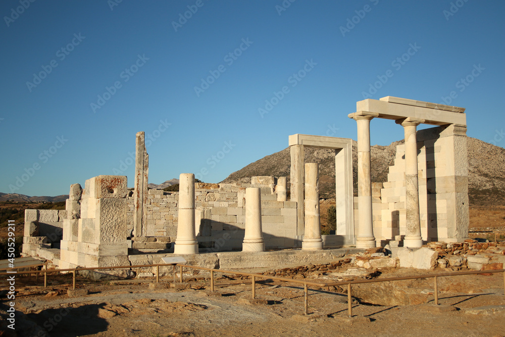 Ruins of Temple of Demeter at sunset, Naxos Island, Cyclades, Greece