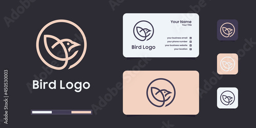 Simple wild bird line logo design templates.