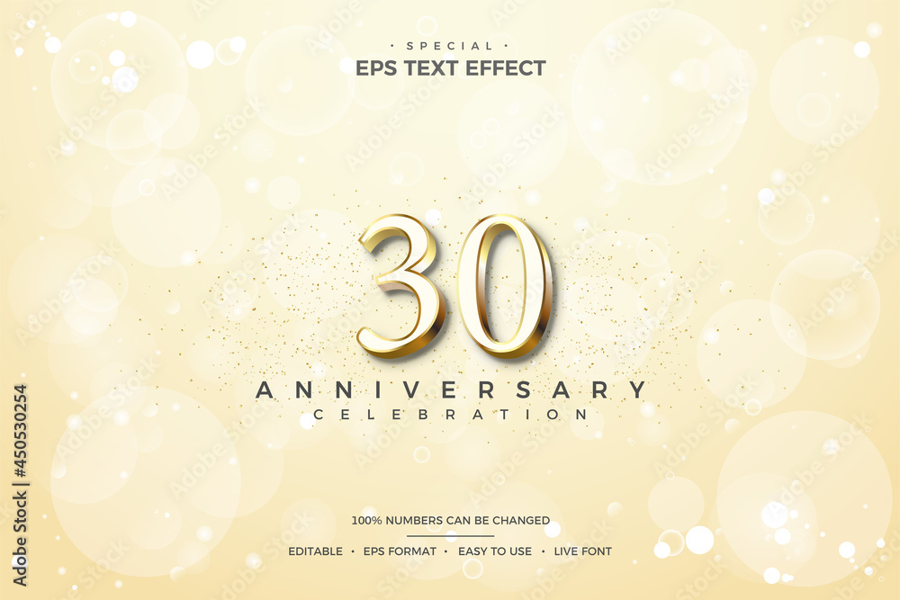 Text effect with white 30th anniversary numbers wrapped in luxurious ...
