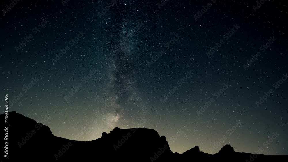 Awesome Night Sky Time Lapse with Milky Way Galaxy and Mountains Awesome Night Sky Time Lapse with Milky Way Galaxy and Mountains