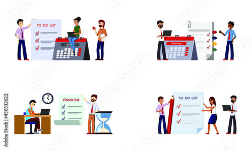 Follow up to do checklist set. People in office carry out tasks set boss successfully close deadline fulfill all plans in quarter complete reporting all items working documentation. Vector control.