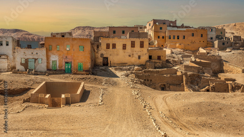 Uninhabited village of Kurna (also Gourna, Gurna, Qurna, Qurnah or Qurneh) located on the West Bank of the River Nile opposite the modern city of Luxor in Egypt near the Theban Hills photo
