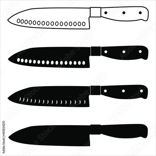 A Santoku Knife  icon. Vector illustration  Isolated on white background photo