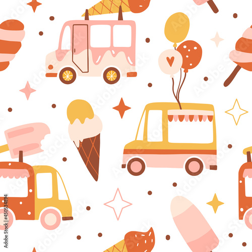 Ice cream truck seamless pattern