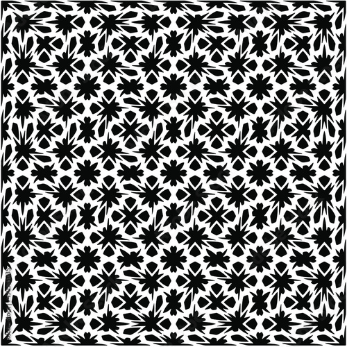 vector pattern in geometric ornamental style. Black and white pattern.