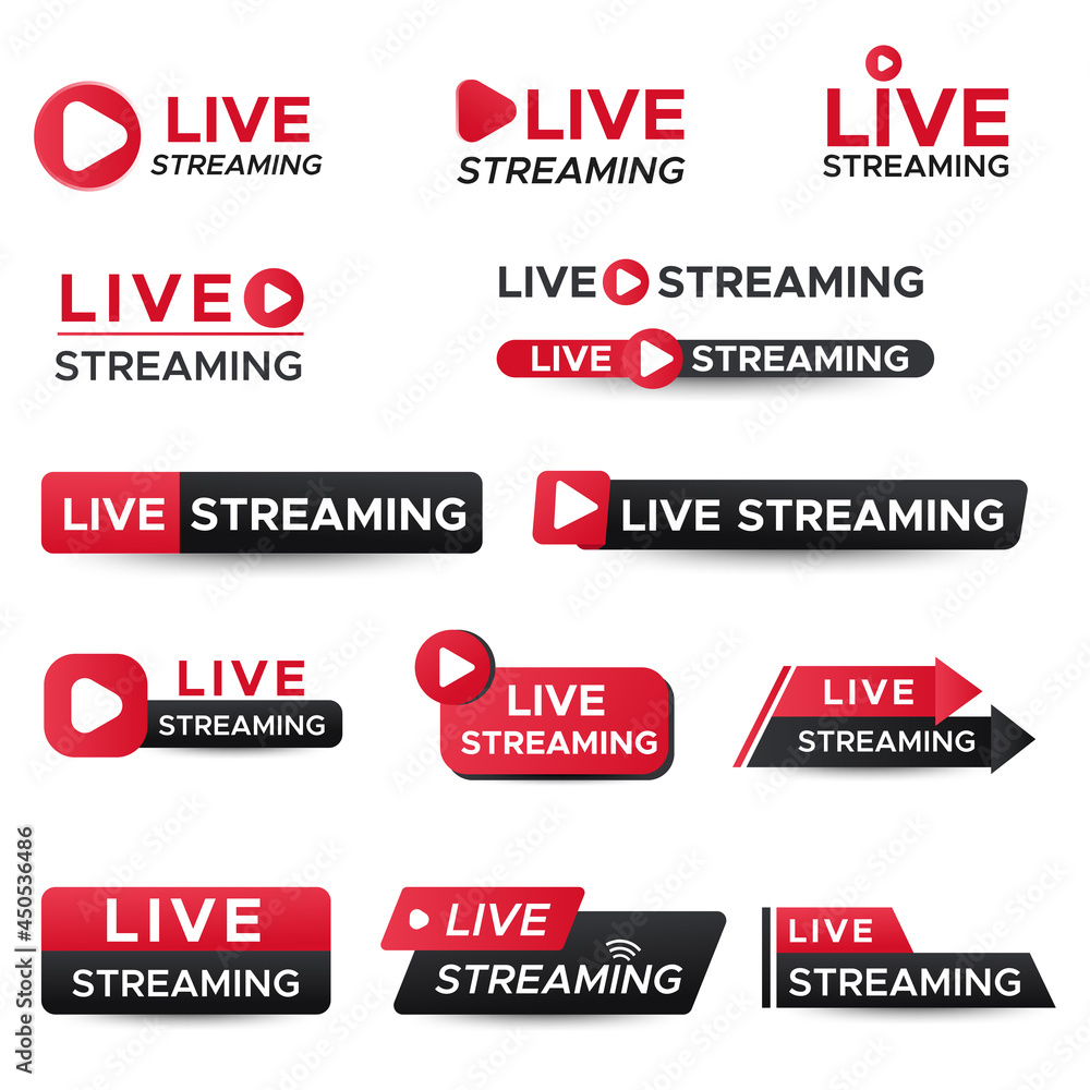 Set of live streaming logo icon idea for social media, conference ...