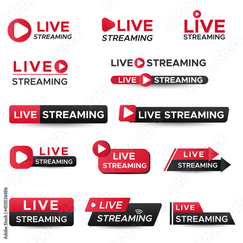 Set of live streaming logo icon idea for social media, conference, invitation, advertising, banner. vector EPS 10
