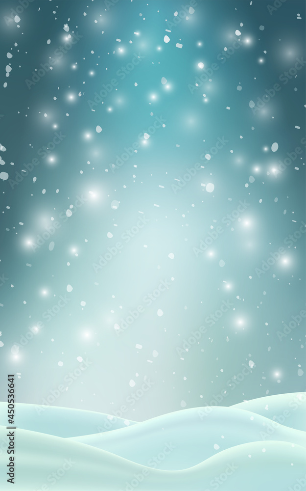 winter cards. shiny background with snow and blizzard. New Year banner. Snowfall .Celebration, holidays and party. Eps10
