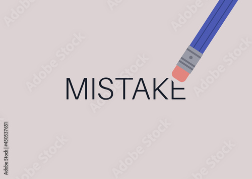 A pencil rubber erasing a mistake, a troubleshooting concept