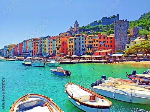 Fototapeta Naklejka Na Ścianę i Meble -  landscape of Porto Venere on the Ligurian coast in the city of La Spezia in Italy