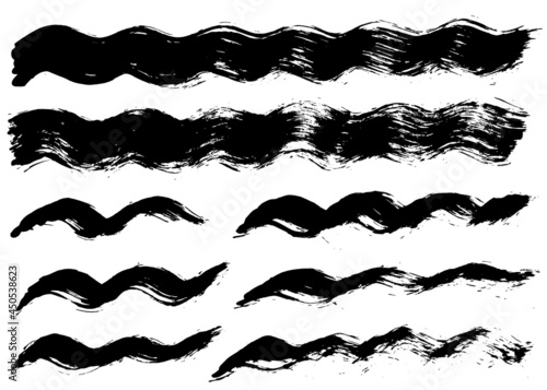 Brush stroke bundle. Textured vector paintbrush set