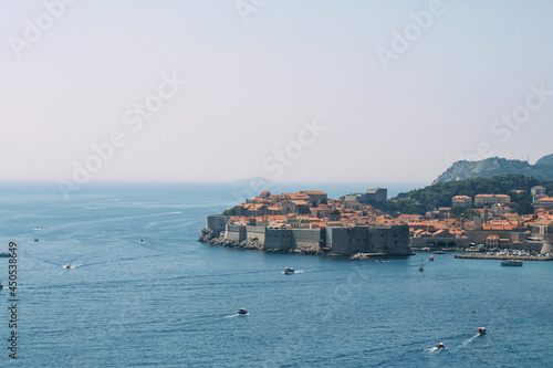 Aerial view at Dubrovnik  Croatia  famous european travel destination and resort on Adriatic Sea