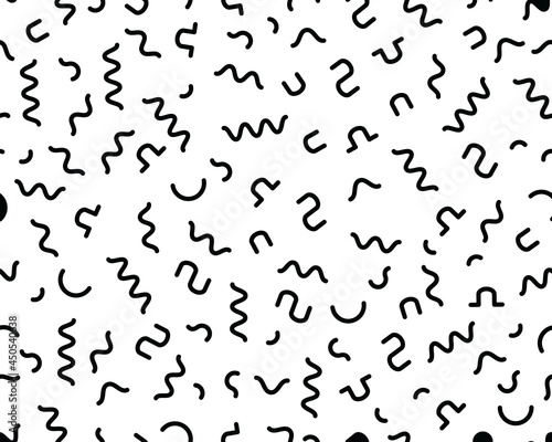 Seamless pattern with black confetti on a white background