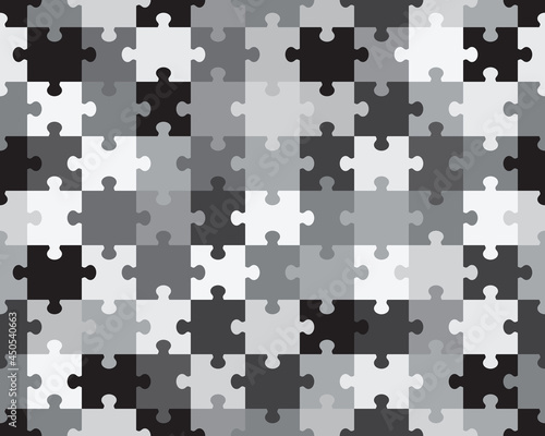 Separate pieces of gray camouflage puzzle, seamless illustration