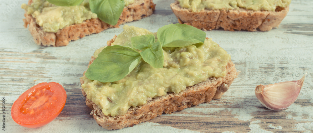 Sandwiches with paste of avocado. Healthy food as source omega acids, vitamins and minerals Sandwiches with paste of avocado. Healthy food as source omega acids, vitamins and minerals