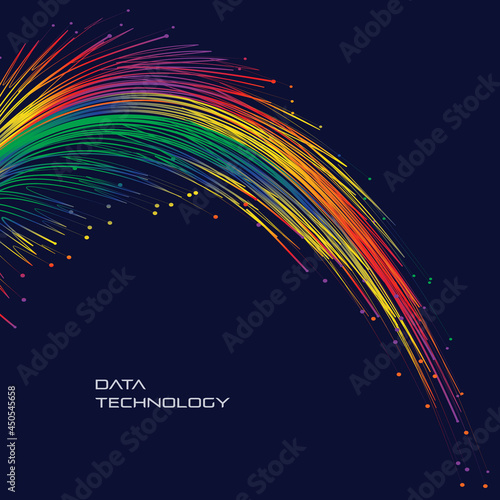 Fiber optics, data transformation vector background. big data technology, future of internet vector background design. Cyber circuit future technology background.