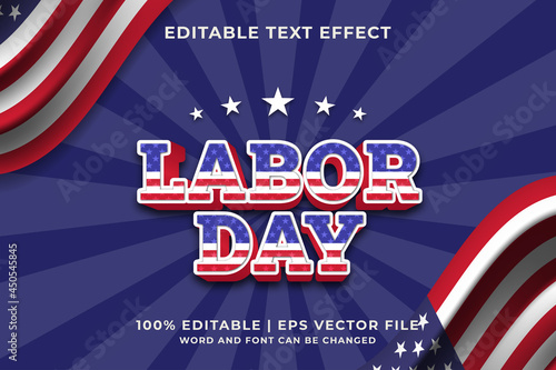 Labor day text effect editable template. Premium vector