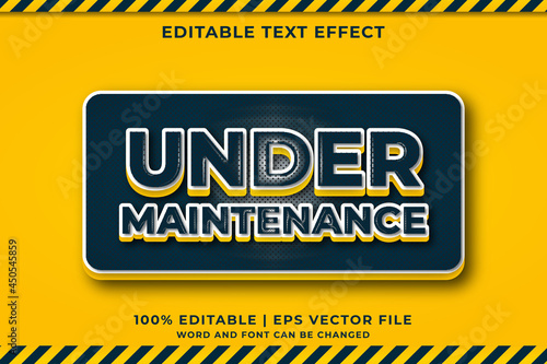 Editable text effect - under maintenance 3d template style Premium Vector