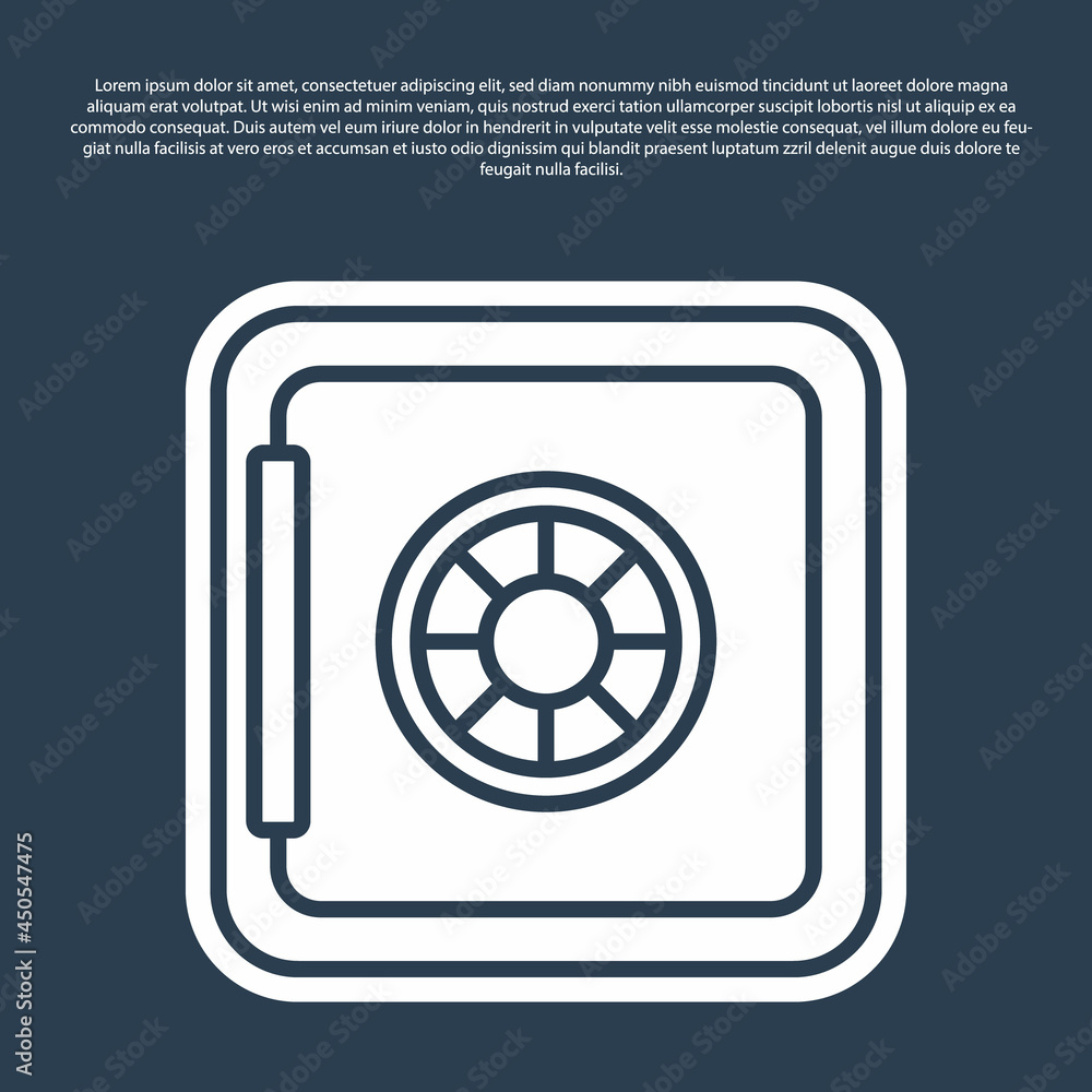 Blue line Safe icon isolated on blue background. The door safe a bank vault with a combination lock. Reliable Data Protection. Vector Blue line Safe icon isolated on blue background. The door safe a bank vault with a combination lock. Reliable Data Protection. Vector
