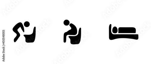 Indigestion icons. Poisoning symptoms.
