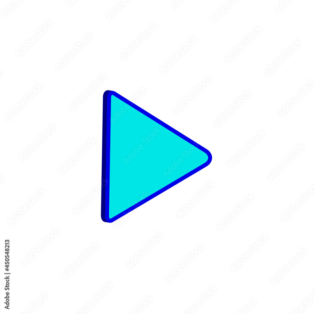 3d play button vector icon isolated on white background. 3d play button vector icon isolated on white background.