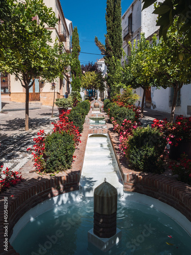 Fountain surrounded by greenery in the old town of Estepona © Dani