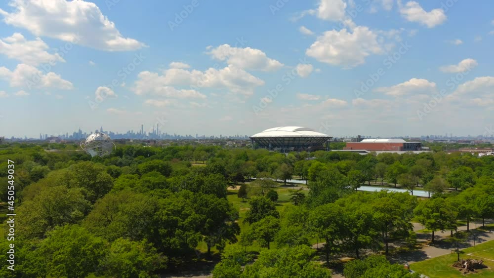 Aerial Pan View of Flushing Meadows - Corona Park Aerial Pan View of Flushing Meadows - Corona Park