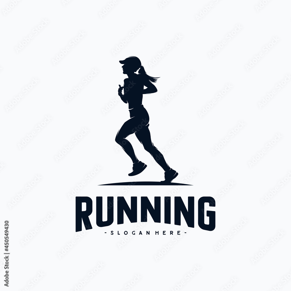 Obraz premium Running silhouette logo design vector