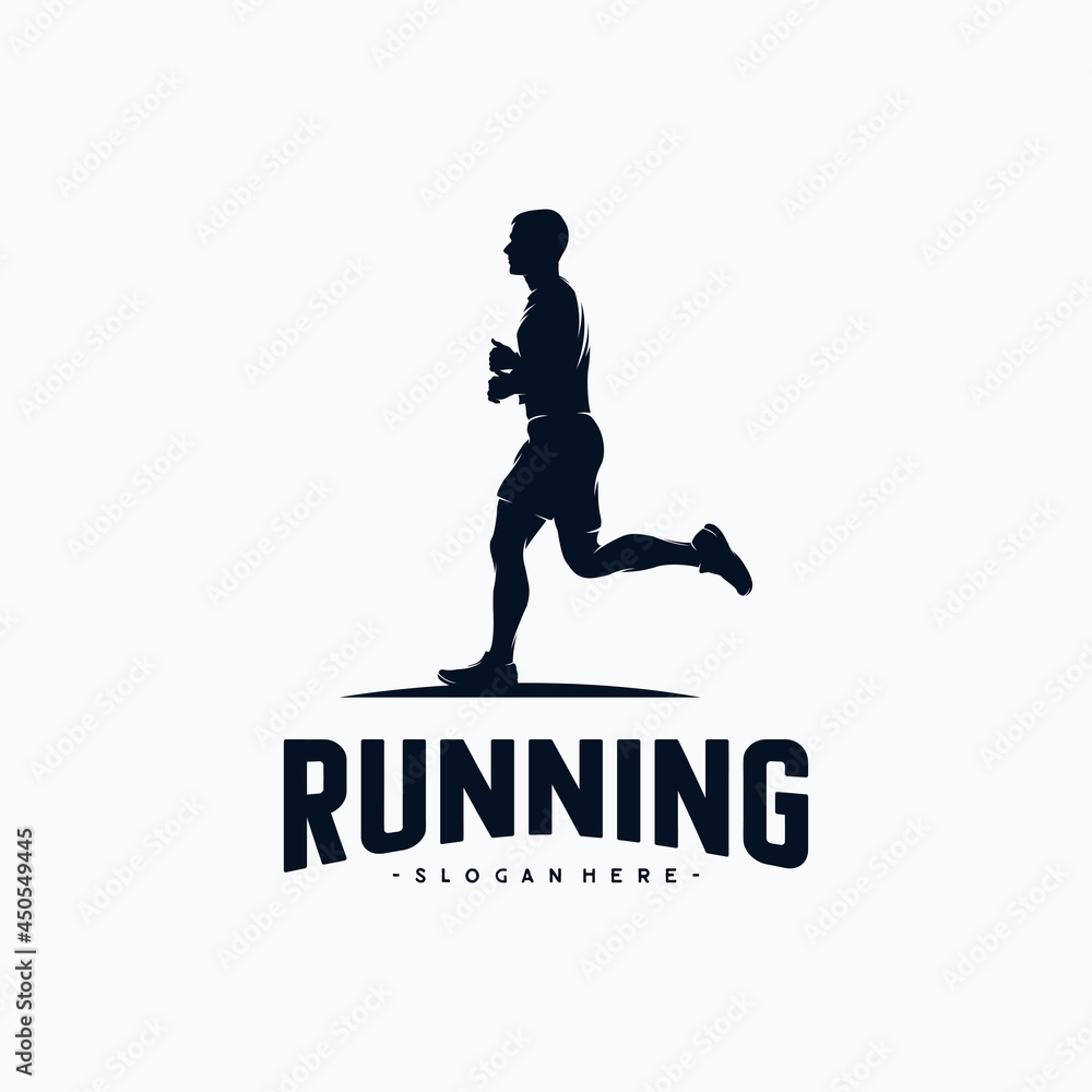 Running silhouette logo design vector