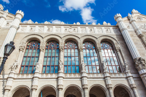 Architectural details of the Vigado Concert Hall on the embankment of the Danube River in Budapest, Hungary photo