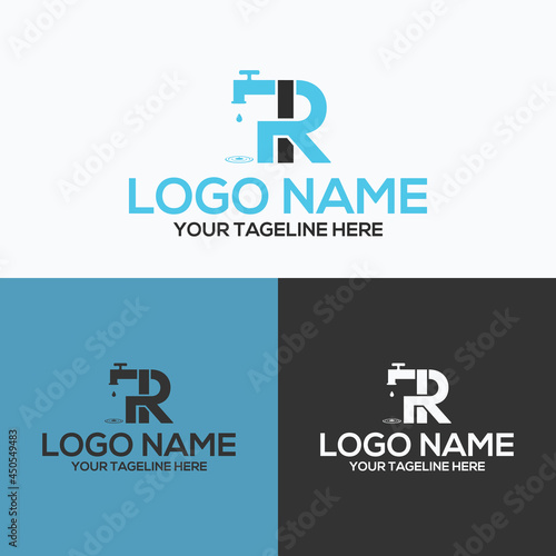 Creative R latter for Modern Plumbing Drainage, Sanitation Home Repair, Maintenance Service Company Logo design Idea. 
