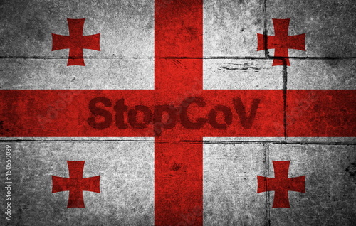 StopCov sign painted on flag