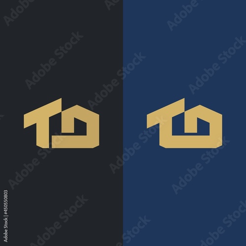 TD letter vector logo, monogram and initial shapes, design concept like house, clean and modern, logo, logotype elements for template.
