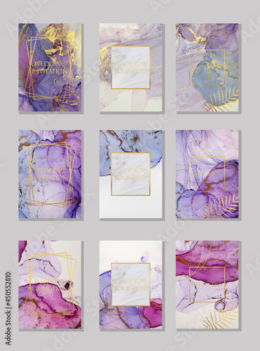 alcohol ink with gold. flyer, business card, flyer, brochure, poster, for printing. trend vector