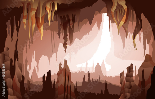 Obraz na płótnie Stalactites Stalagmites Cave Interior View