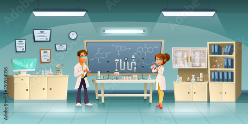 Scientists Cartoon Colored Composition