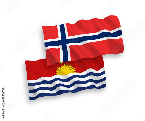 Flags of Norway and Republic of Kiribati on a white background