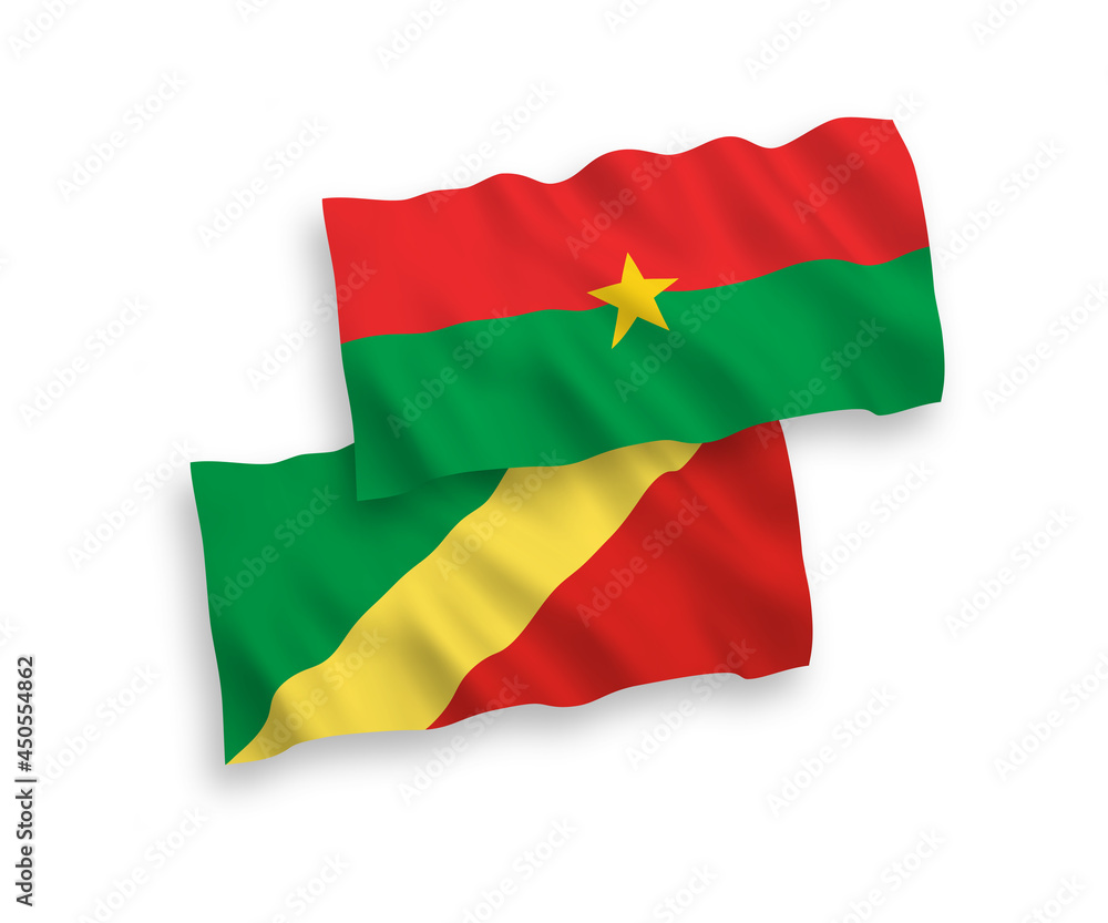 Flags of Burkina Faso and Republic of the Congo on a white background Flags of Burkina Faso and Republic of the Congo on a white background