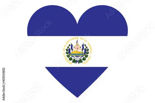 El Salvador flag of heart shape isolated on white background