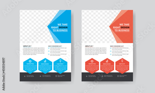 Business Flyer Template Layout with Blue and Orange Accents photo